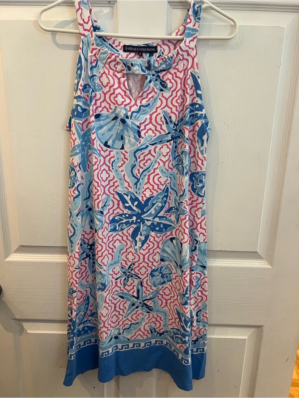 Barbara Bui Inspired Blue & Pink Sleeveless Midi Dress sz M